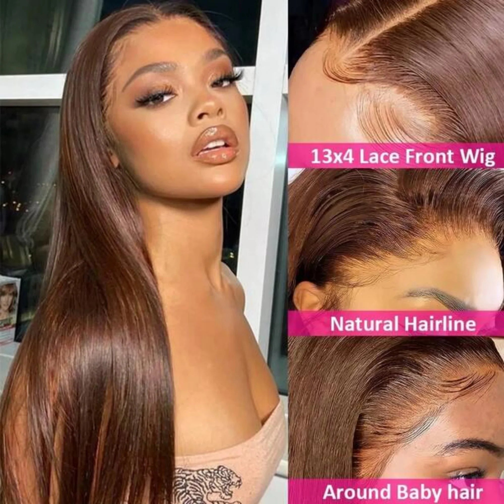 Luxurious 34-Inch Straight Lace Wig