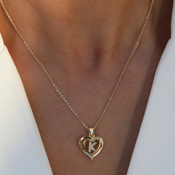 Golden Heart Initial Necklace
