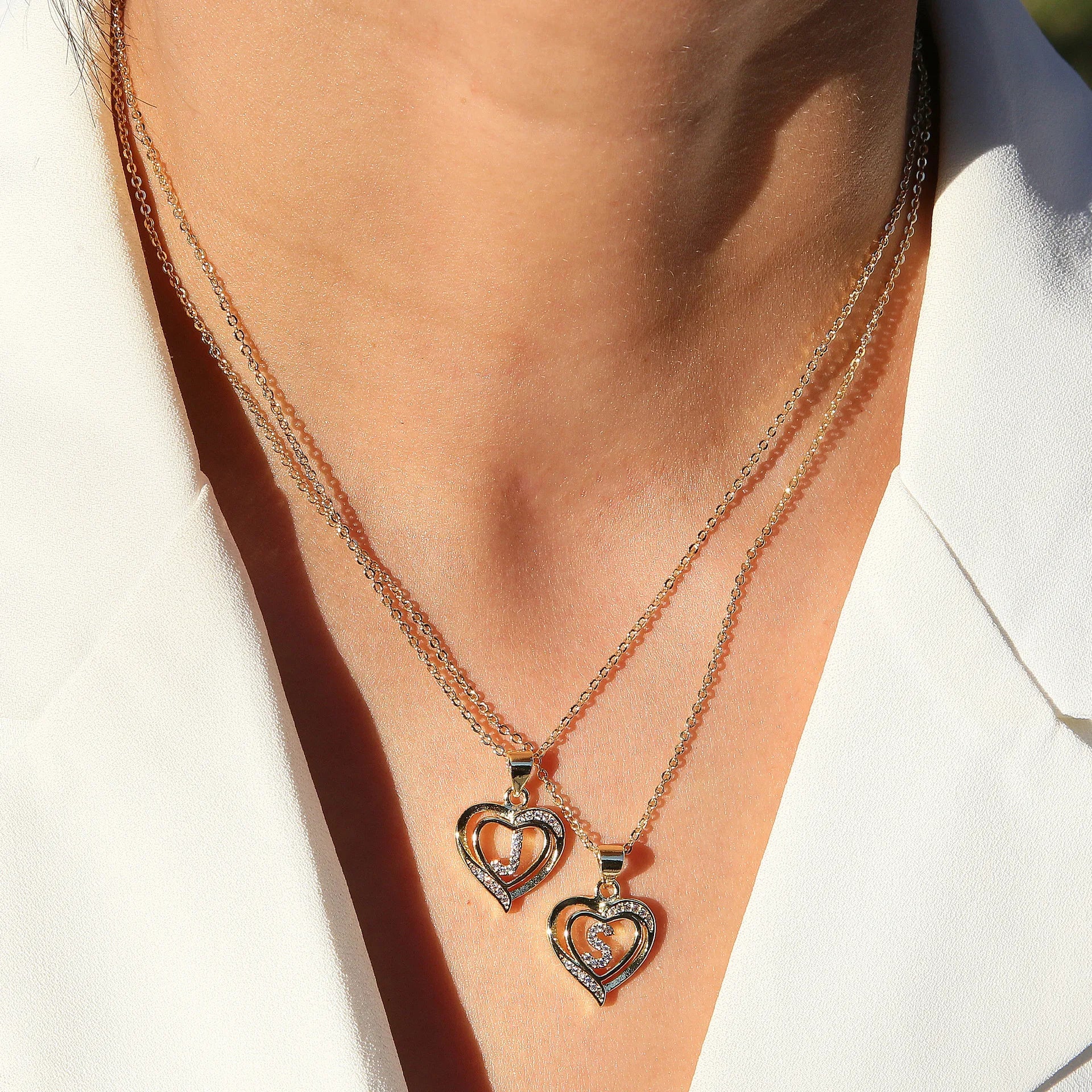 Golden Heart Initial Necklace