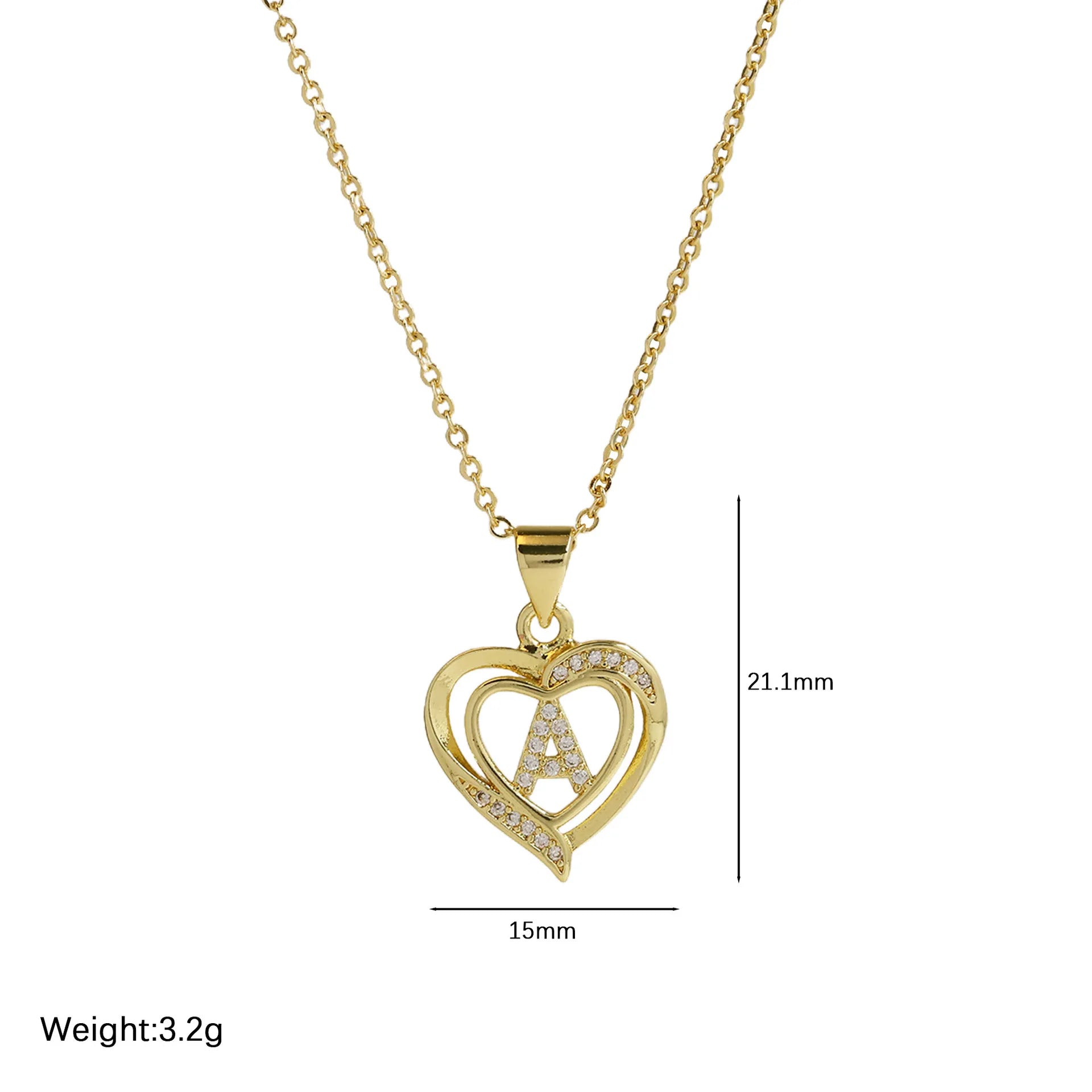Golden Heart Initial Necklace