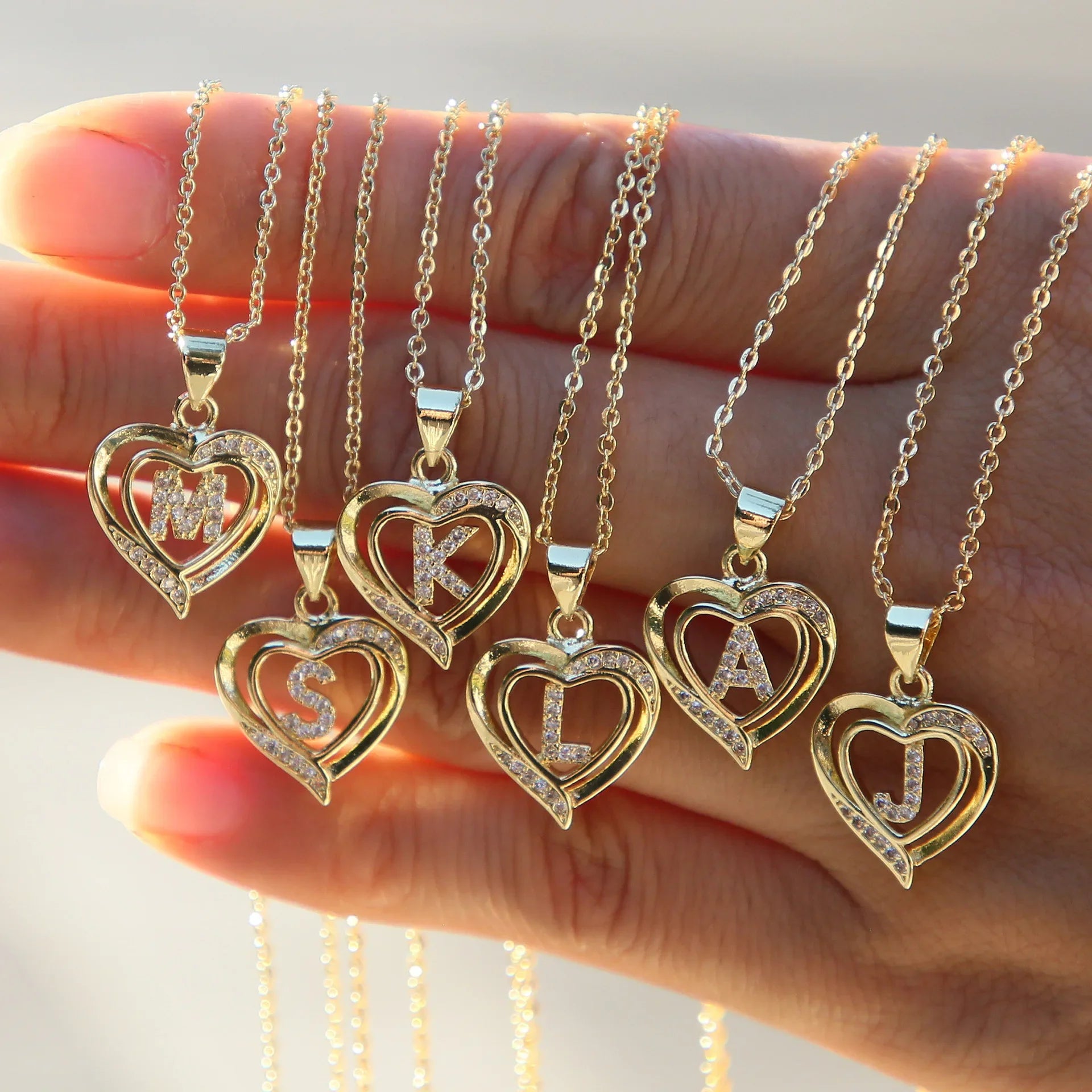 Golden Heart Initial Necklace
