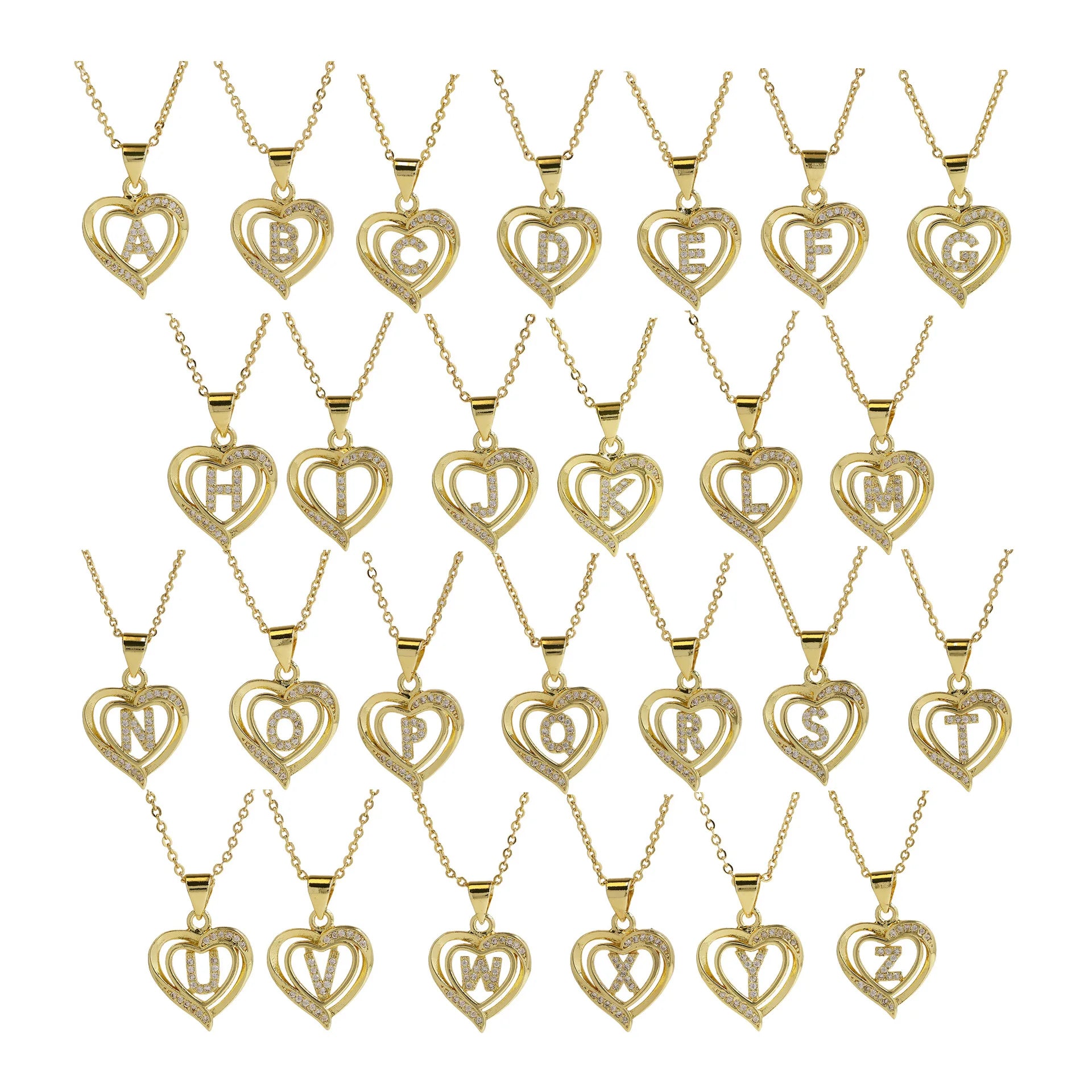 Golden Heart Initial Necklace